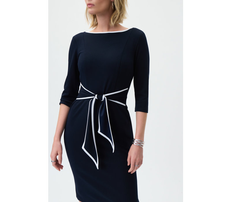 Joseph Ribkoff Navy/White Belted Dress