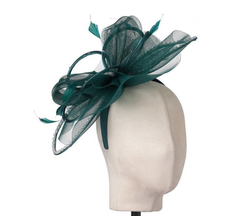 TGH021 Hunter Green Pearl & Diamonte Fascinator