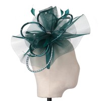 TGH021 Hunter Green Pearl & Diamonte Fascinator