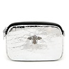 Peach Accessories 8802 Glossy Silver Croc effect leather X- body Bag