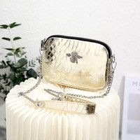 8802 Glossy Gold Croc effect leather X- body Bag