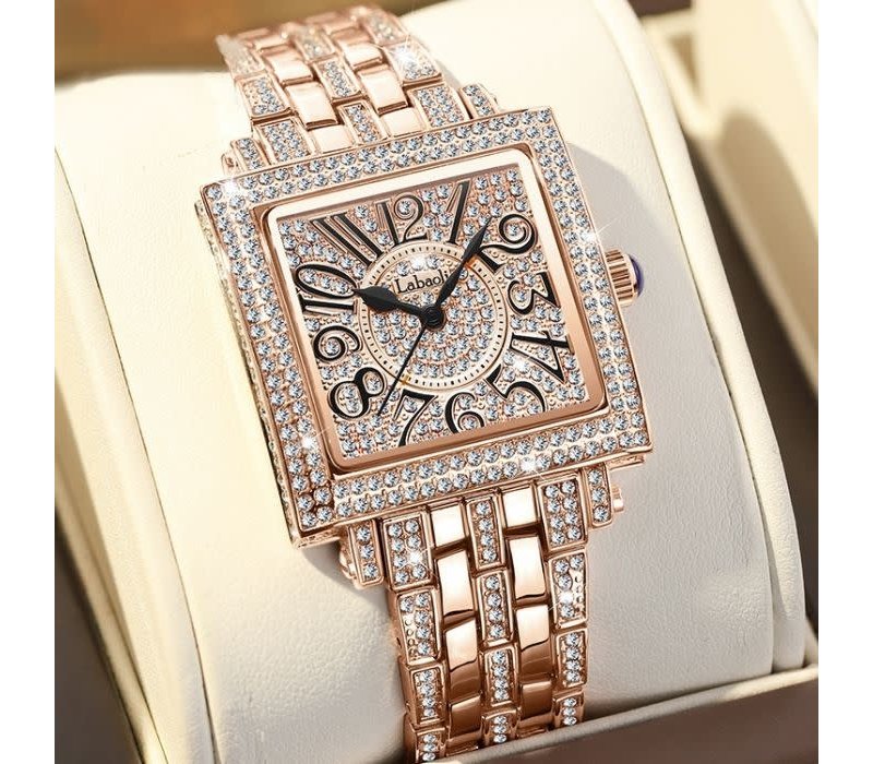 EUR203 Diamanté watch in Rose Gold