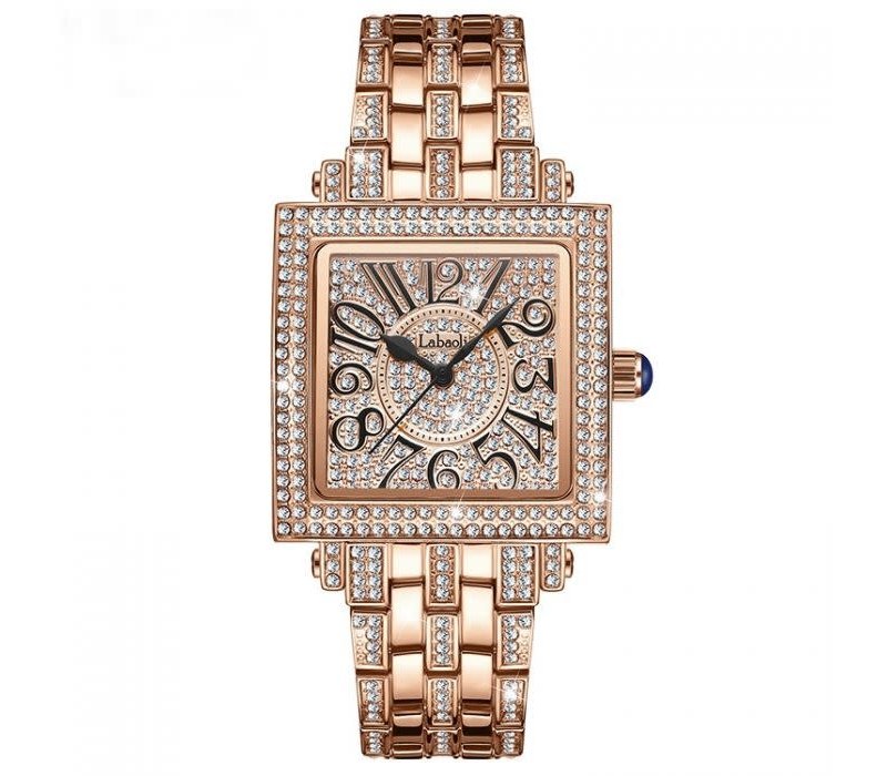 EUR203 Diamanté watch in Rose Gold