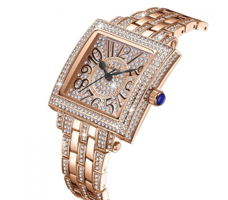 EUR203 Diamanté watch in Rose Gold