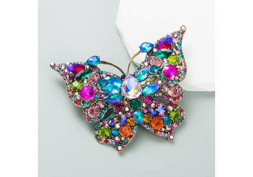 Peach Accessories 1525 Oversized Butterfly Brooch in Multicolour