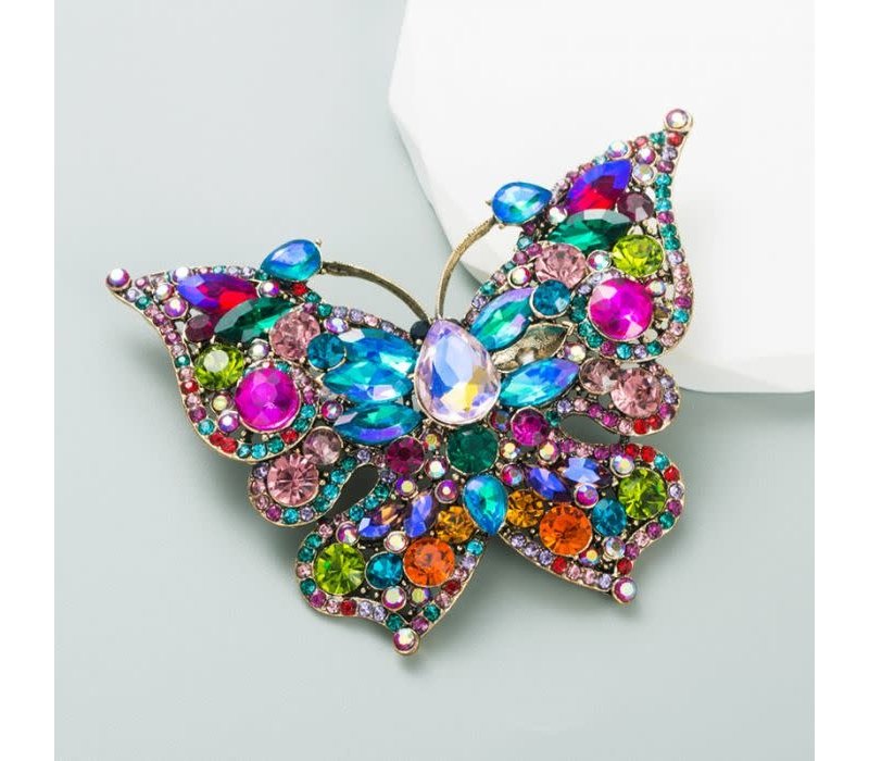 1525 Oversized Butterfly Brooch in Multicolour