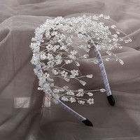 HA751 handcraft crystal beads headbands in White