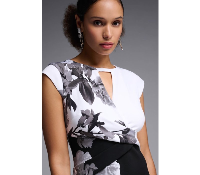 Joseph Ribkoff Black/Vanilla Roses Dress