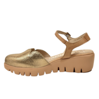 Wonders C-33292 Gold strap wedge Shoe