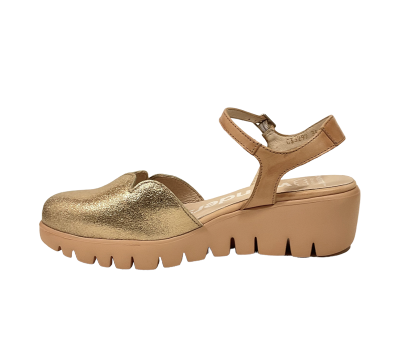 Wonders C-33292 Gold strap wedge Shoe