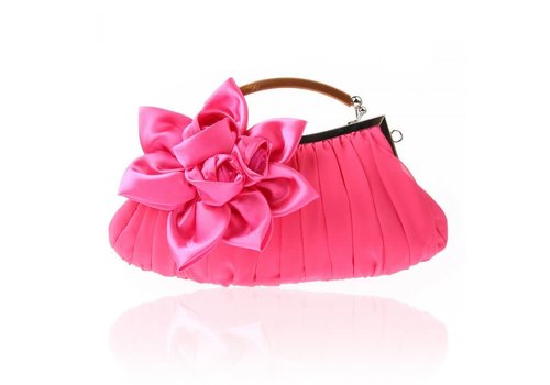 Peach Accessories 0005 Fuchsia Pink Satin dress Bag