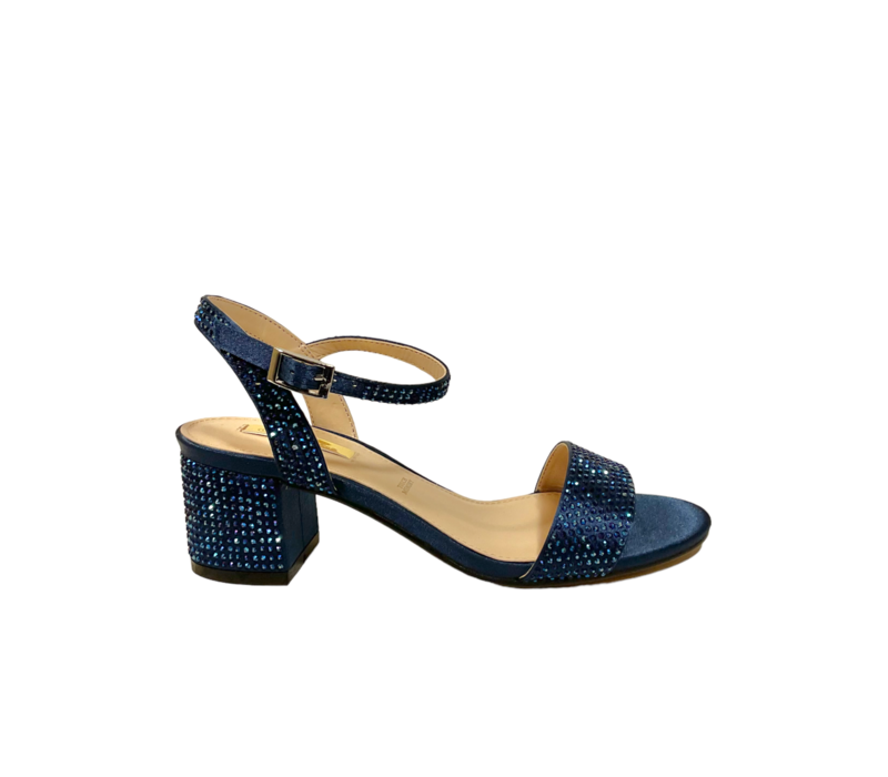 ADELE Navy diamantè 2 inch block heel