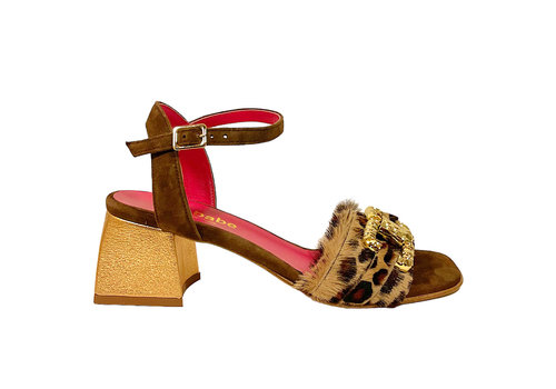 Le Babe Le Babe 4545S3 Leopard Gold Link Sandal