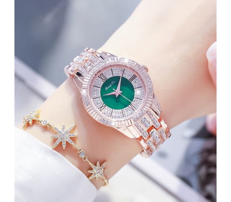 WA009 Light Gold/Green Dress Watch