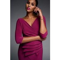 Joseph Ribkoff Pleated wrap Dress in Plum