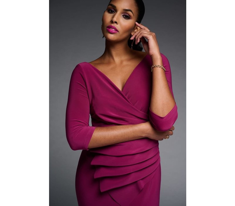 Joseph Ribkoff Pleated wrap Dress in Plum