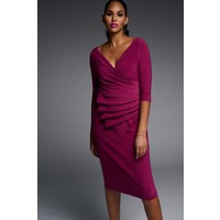 Joseph Ribkoff Pleated wrap Dress in Plum