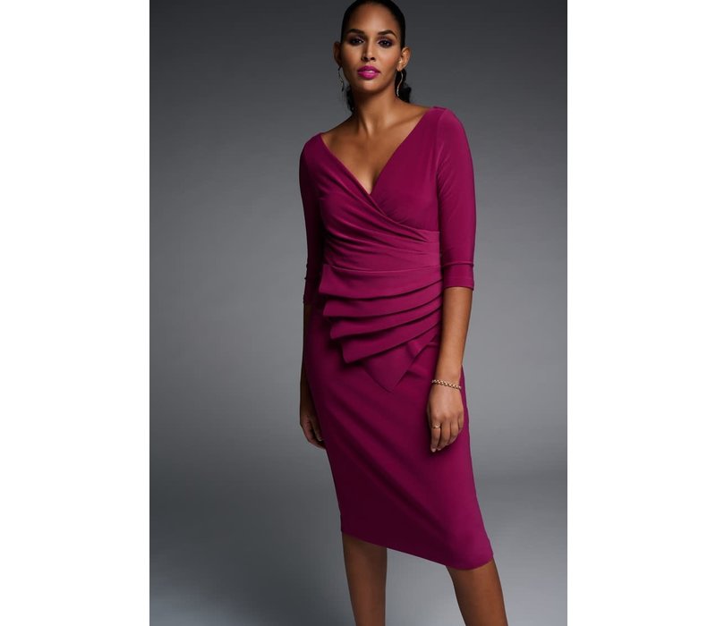 Joseph Ribkoff Pleated wrap Dress in Plum