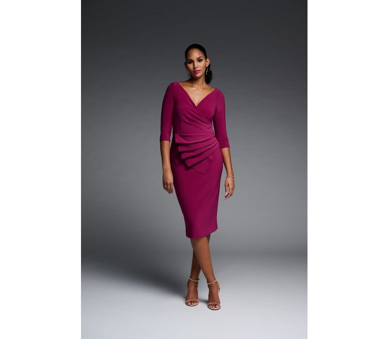 Joseph Ribkoff Pleated wrap Dress in Plum