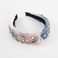 HA828 Crystals headband in Blue/Pink tie dye