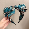 Peach Accessories HA833 Oversize bow headband with chain print in Teal