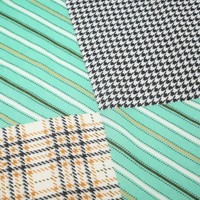TT343 strips and checks print cotton scarf in Spring Green