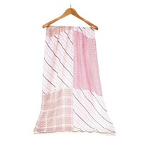 TT343 strips and checks print cotton scarf in Pink