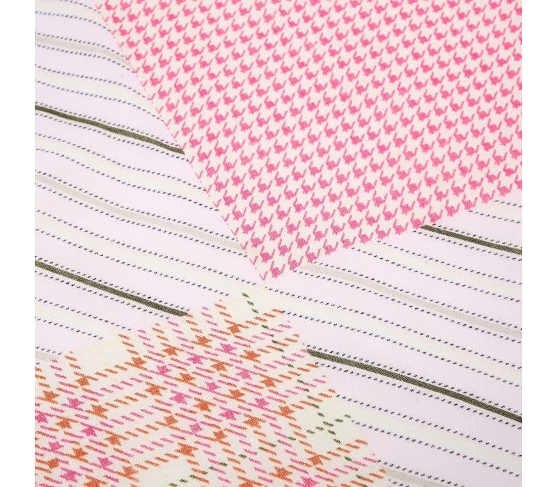 TT343 strips and checks print cotton scarf in Pink