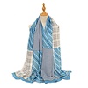 Peach Accessories TT343 strips and checks print cotton scarf in Blue