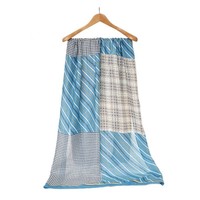 TT343 strips and checks print cotton scarf in Blue