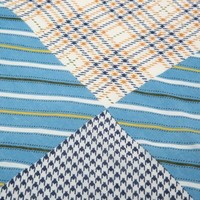 TT343 strips and checks print cotton scarf in Blue