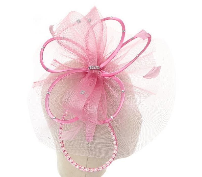 TGH021 Pearl and diamante mix Headband in Pink