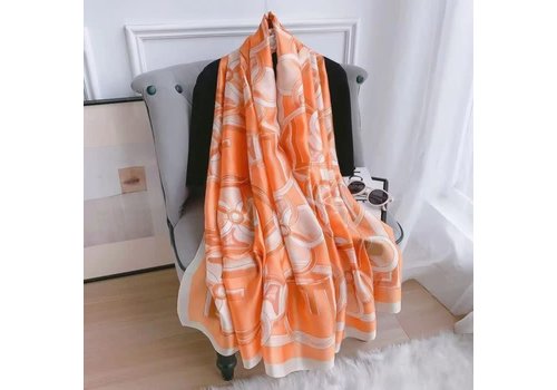 Peach Accessories TT251 Letter F with floral print Orange Scarf