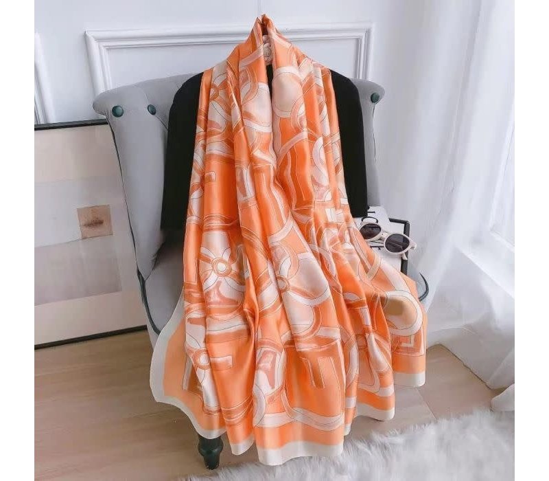 TT251 Letter F with floral print Orange Scarf