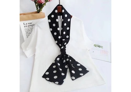 Peach Accessories F336 polka dots silky neck Scarf in Black/White