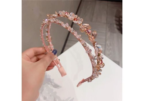 Peach Accessories HACH704 Delicate crystal beads hairband in Pink