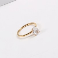 RIN031 rectangle Crystal stone in Gold colour Ring