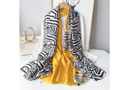 Peach Accessories TT263 Yellow/Black/White satin silky Scarf