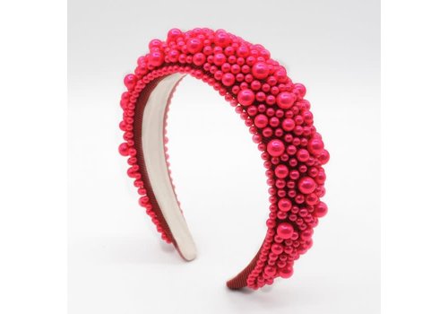 Peach Accessories HA732 chunky cluster pearl headband in Dark Red