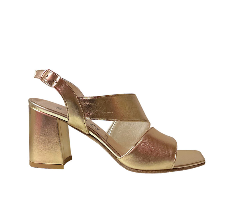 REPO 49614 Gold block heel Sandal