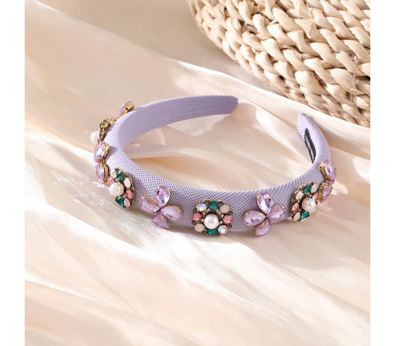 HA780 large crystal jewelled headband in Lilac