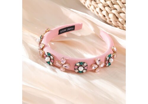 Peach Accessories HA780 large crystal jewelled headband in Baby Pink