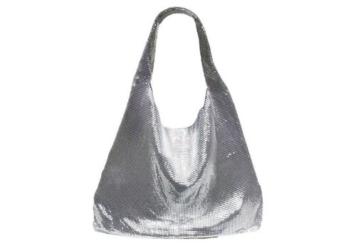 Peach Accessories 60228 metal mash soft dressy bag in Silver
