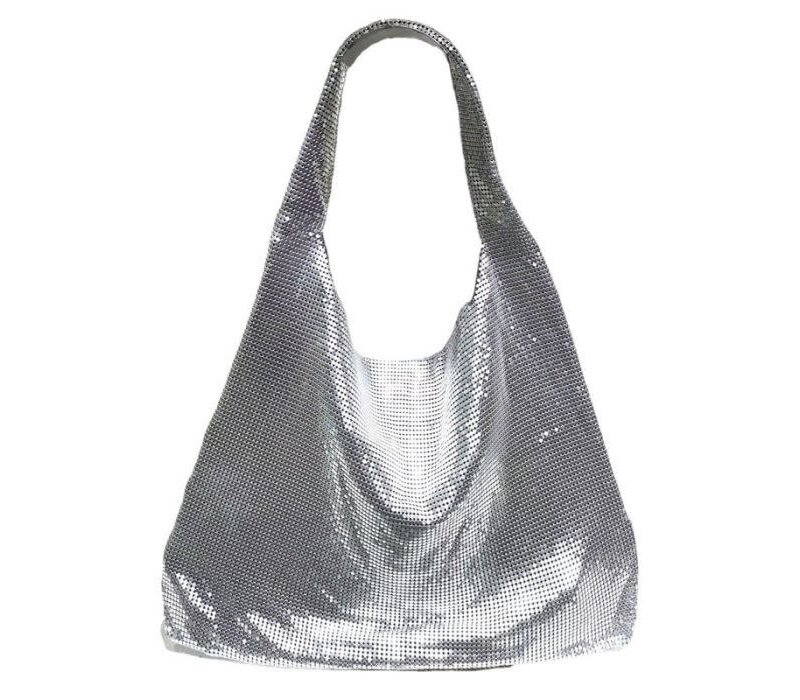 60228 metal mash soft dressy bag in Silver