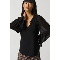 Joseph Ribkoff Black Ruffle Sleeve Blouse