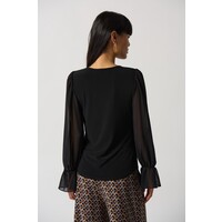 Joseph Ribkoff Black Ruffle Sleeve Blouse