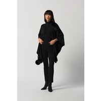 Joseph Ribkoff Black Faux Fur Pom Pom Cape