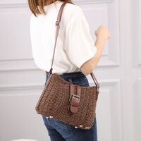 020 pretty Straw Bag in dark Brown