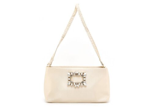 Peach Accessories 1302 crystal buckle detail satin Bag in Ivory