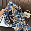 Peach Accessories TT275 Flowers and chains satin scarf in Blue